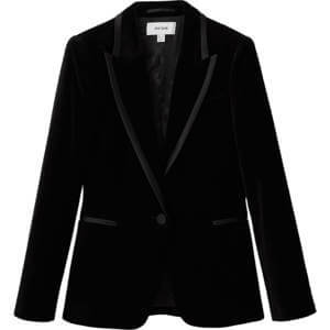 REISS PARISA Velvet Single Breasted Suit Blazer